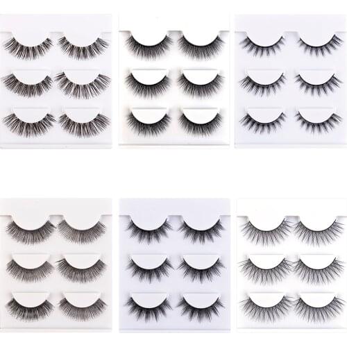 3 Pairs 3D Soft Mink Lashes High Volume Fluffy Cross Thick False Eyelashes Natural Soft Lashes Eye Makeup Tool