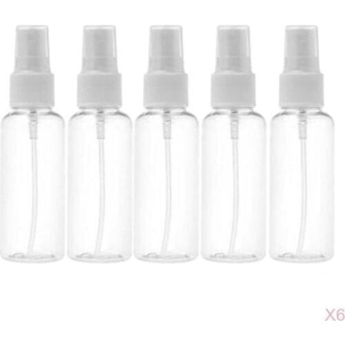 30Pc Transparent Fine Mist Sprayer Empty Makeup Travel Bottles 50ml