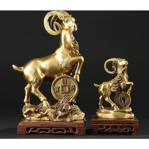 30CM Large -Unique --home SHOP Business Decor ART-Good luck efficacious Talisman Money Drawing sheep FENG SHUI art sculpture