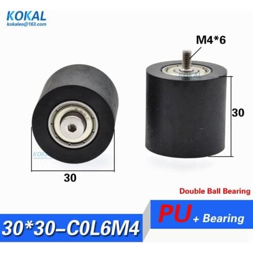 5PCS low noise black double deep groove ball bearing 635 S635z coated with PU TPU and stainless steel SUS304 M4 Screw M4*30*30mm