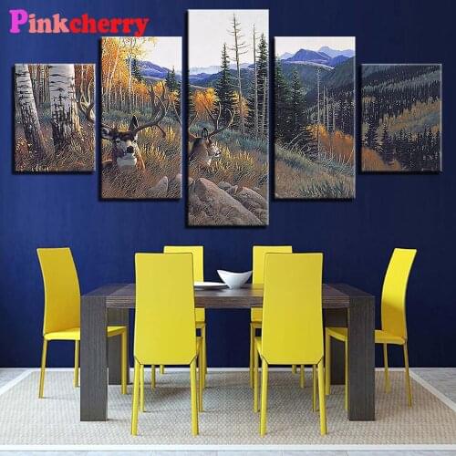 5d diy diamond painting Animal Deer Autumn mosaic full square/round Diamond Embroidery 5 pcs Romantic room decor