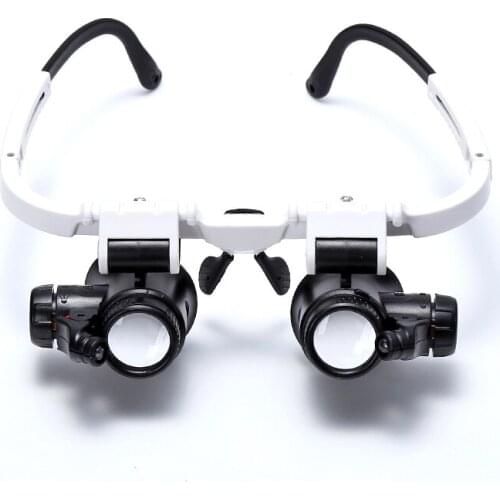8x 15x 23x Double Eye Loupe Head Wearing Repair Jeweler Watch Clock Magnifier Illuminated Magnifying Glass with LED Light
