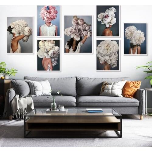 Abstract Art Flower Girls portrait Canvas Painting Living Room Decor Canvas Art Wall Decor Posters and Prints Home Decor