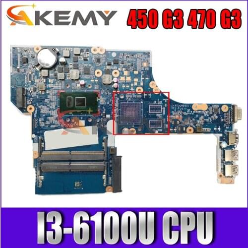Akemy I3-6100U MODEL:X63C For HP ProBook 450 G3 470 G3 Motherboard DAX63CMB6D1 855671-601 855671-001 Mainboard 100% TESTED