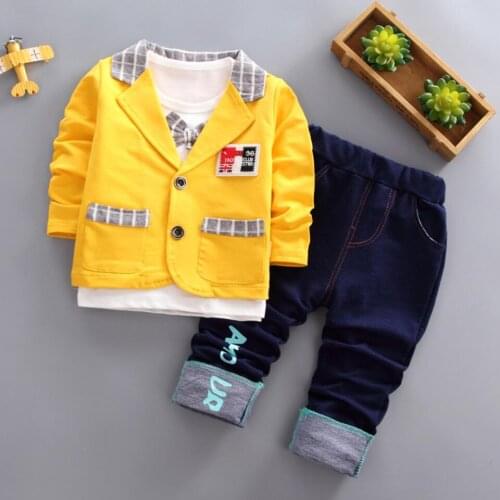 Boys Blazer Sets autumn winter New Childrens Suit jacket +shirt+pants 3pcs Sets Toddler baby boy Gentleman Wedding Suits Party