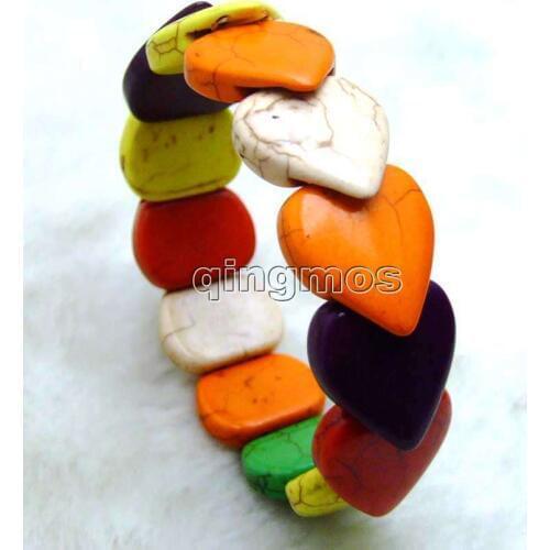 Big 20mm heart shape multicolor double holes stone Bracelet -bra263