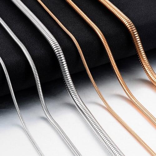 1mm/1.5mm/2.5mm/4mm Chain Diameter Stainless Steel Round Snake Chain Neckalce Waterproof Never Fade