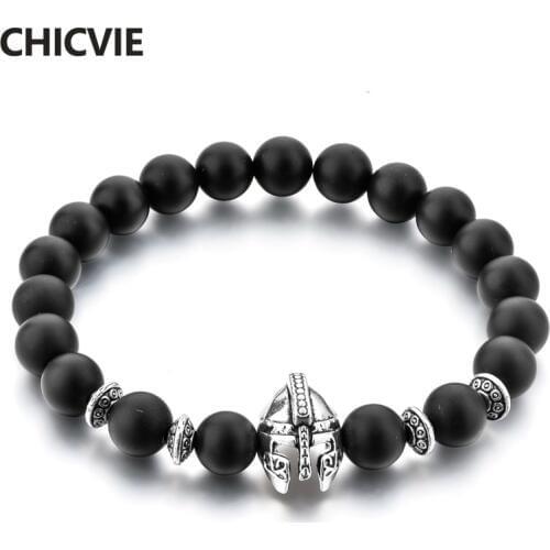 CHICVIE Black Helmet Men Natural Stone Charms Personalized Bracelets & Bangles Bead For Women Jewelry Making Bracelet SBR180074