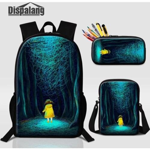 Cute Cartoon Girl Prints Children School Bag Set for Boys Girls Kids Book Bags 16inch Backpack with Lunchbag 3pcs/set Schoolbag