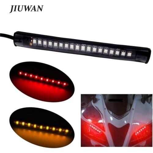 Flexible 17 LED Universal Motorcycle Running Brake Light 8 Yellow 9 Red Led Motorcycle Light Strip Tail Stop Turn Signal Light