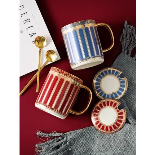 Ceramic Mug Creative Coffee Cup With Cover Spoon Household Couple Drinking Large Capacity Breakfast Mok