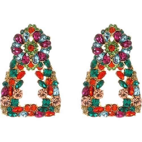 ZHINI Classic Crystal Drop Earrings Geometry Square Crystal Rhinestone Large Drop Earrings For Women Wedding Fashion Jewelry