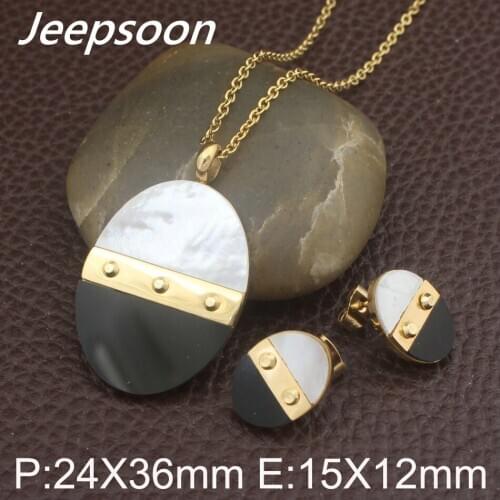 Newest Fashion stainless steel jewelry gold color pendant + Earrings Sets for women and girls SEWFANCB