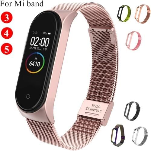 Strap For Xiaomi Mi Band 3 4 5 Wrist Metal Bracelet Screwless Stainless Steel MIband for Mi Band 4 3 5 Strap Wristbands Pulseira