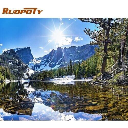 RUOPOTY Frame DIY Painting By Numbers Landscape Snow Picture By Numbers For Adults Modern Wall Art Decors Handpainted Diy Gift