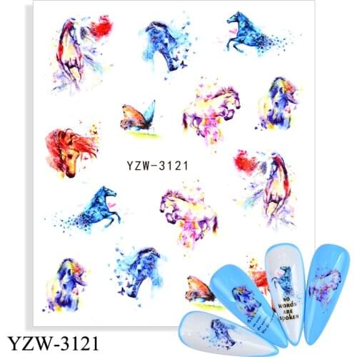 1 PC Flower Nail Stickers Unicorn Rainbow Water Transfer Tips Nail Art Sticker Decals