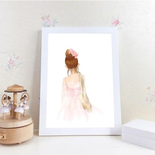 Pink Ballerina Girl Print Girl Nursery Wall Art Canvas Painting Picture Nordic Poster Watercolor Cute Ballerina Girls Room Decor