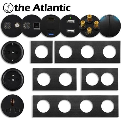 L1 Series- Power Socket Wall Switch USB RJ45 HDMI-compatible Module Frame DIY Free Combination Black Aluminum alloy metal EU FR