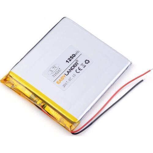 3.7v lithium ion rechargeable battery 316167 1250mah rechargeable batteries GPS DVR Recorder navigation tablet phone ebook
