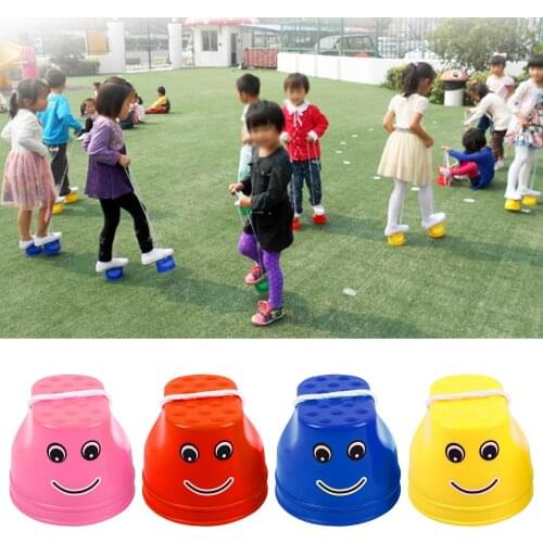1 Pair Plastic Smile Face Walking Jumping Feet Stilts Balancing Shoes for Kids Children Outdoor Walker Sport Games Toy