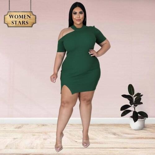 Dresses Plus Size Women Clothing Fashion Knitted Ribbing Bodycon Stretch Short Sleeve Elegant Mini Dress Wholesale Dropshipping