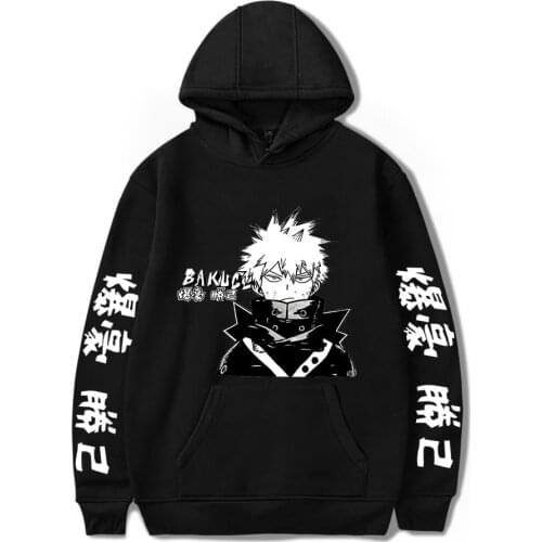 Popular Comic My hero academia Hoodies Men Women Sweatshirts Autumn Cartoon Hip Hop Hooded Casual Boys Girls Black Pullovers