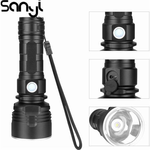 Portable Flashlight XML-2 LED Flashlight USB Rechargeable Ultra Bright Torch Lantern Lamp 3 Modes Lighting Camping Light