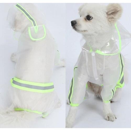 Orange Puppy Cat Dog Waterproof Four-legged Transparent Hooded Raincoat Pet Supply Outdoor All-match Rainproof Portable Jacket