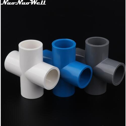 PVC 32mm 4 Way Connector 1" Cross Joints 32mm PVC Water Pipe Connector Aquarium Supplies Garden Irrigation Fittings