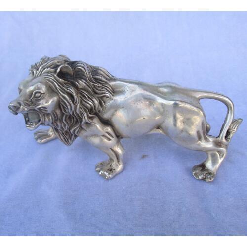 Christmas decorations for home+ 6 inch Tibetan silver carved lion statue/Chinese art lion Sculpture
