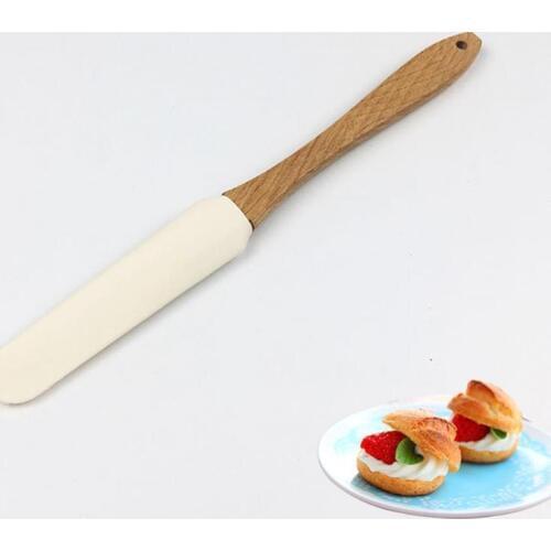 Scraper Durable Wood Handle Utensil Spatula Cream Butter Removable Silicone