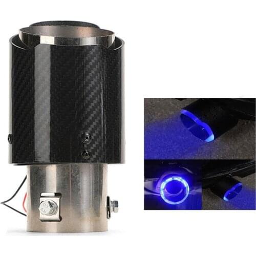 Universal Car LED Exhaust Muffler Tip Pipe Red/Blue Light Flaming Straight Car Modified Single Outlet Exhaust Pipe Tail Throat