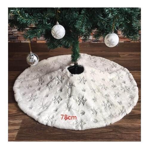 78/90/122cm white Flannel embroidered snowflake Christmas tree skirt Christmas New Year Home Decoration Tool