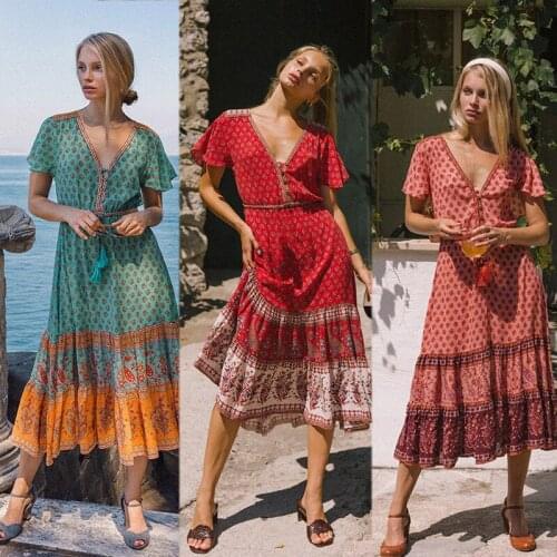 Women Long Maxi Dresses Bohemia Dress spring summer Summer Beach Female Stylish Style Dress