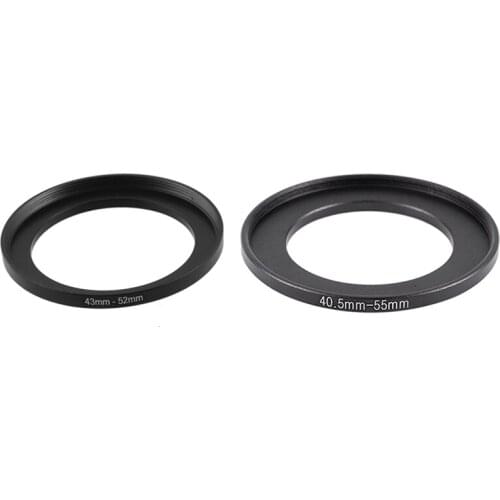 2 Pcs Camera Repairing Metal Step Up Filter Ring Adapter, 43Mm-52Mm & 40.5Mm-55Mm