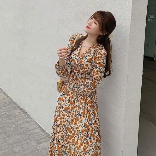 2021 Spring Autumn Women Dress Print Floral Party Elagant Dresses Womens Clothing Long Sleeve Dress Vetement Femme New WPY2400