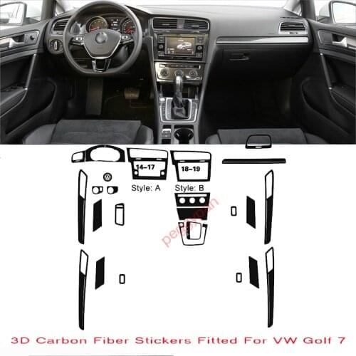 3D Carbon Fiber Car Interior Center Console Color Change Molding Sticker Decals For VW Golf 7