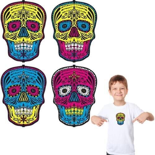4Pcs/Set Special Skull Head Patch Clothes Stickers Iron On Diy Accessory Heat Transfer Fashion Parches