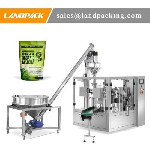 Automatic Matcha Powder Doypack Machine Preformed Pouch Pick Fill Seal Powder Bag Packing Machinery