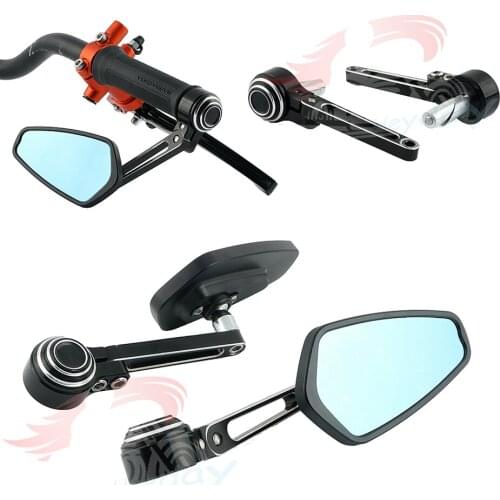 22mm 7/8" Universal Motorcycle Handle Bar End Rearview Side Mirrors For CBR600 1000RR Ninja ZX-6R 9R 10R YZF R1 R6 GSXR600/750