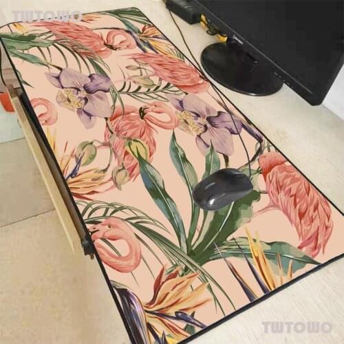 Flamingo Leaves Large Anti-slip Gaming Mouse Pad with Lock Edge Control Version Mousepad Desk Mat Mause Dropshipping