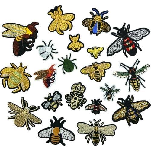 Bee Ladybug Animals Fabric parches Embroidery Iron On Patches For Clothing Bag DIY Decoration Clothes Stickers Applique Badge