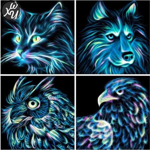 Diamond Mosaic Animals 5D Diamond Painting Kits for Adults Cat Wolf Owl Cross Stitch Embroidery Full Drill Rhinestones Art Decor