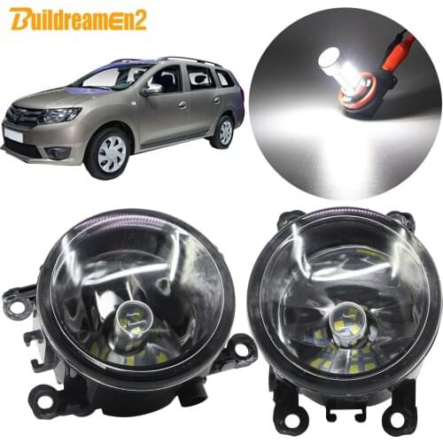 Buildreamen2 For Dacia Logan 2004-2015 Car H11 Fog Light Assembly Lampshade + Bulb DRL Daytime Running Light 12V Accessories