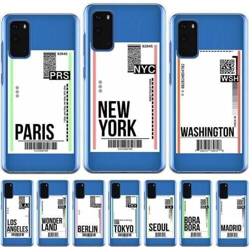 Fly Ticket Template New York Silicone Case Cover For Samsung S10 S20 Plus S8 S9 Plus S10E S20 Ultra Note 10 Pro Lite Soft Cover
