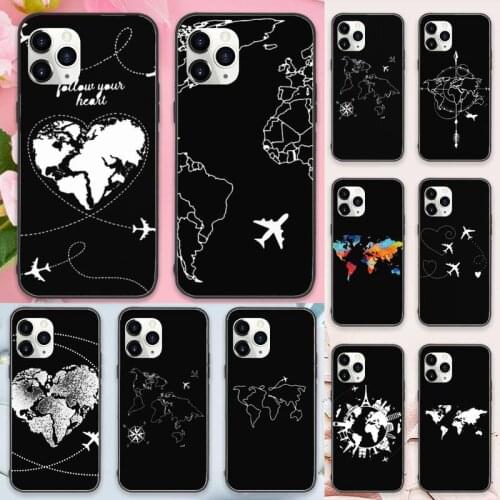 World map art design pattern Phone Case for iPhone 11 12 pro XS MAX 8 7 6 6S Plus X 5S SE 2020 XR Luxury brand shell funda coque