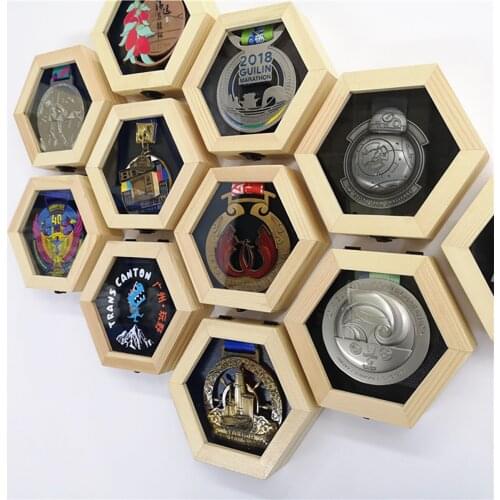 Wooden Holder Race Medal Display Rack on Wall Frame Cabinet for Sports Badge Medal Collection Box Marathon Medal Gold Storage