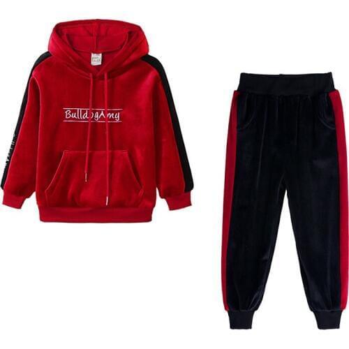 2019 Autumn Girls Clothing Sets Winter Children Gold Velvet Tracksuit Fashion Hooded Sweatshirt And Pant Suit Kids Clothes Set