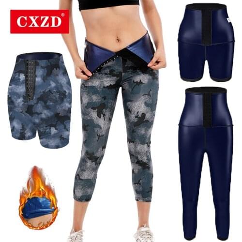 CXZD Sweat Sauna Pants Camouflage ion coating Running Leggings Hot Sport Workout Effect Stretchy Athletic Trousers Breasted Pant