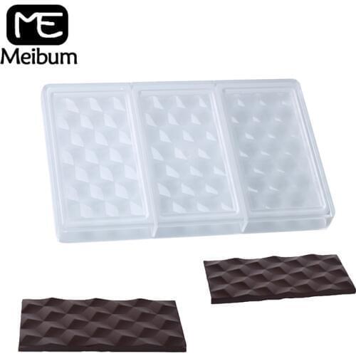 Meibum 3 Cavity Homemade Wave Scale Shape Candy Mould Hard Polycarbonate Chocolate Mold Cake Decoration Confectionery Pan
